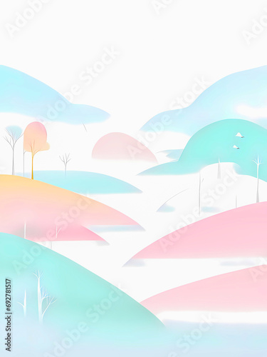 Minimalism abstract landscape 4.
Minimalism abstract art: landscape in soft colors. AI-generated digital illustration.