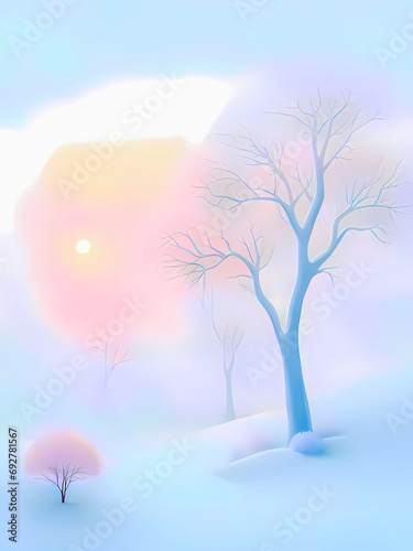 Minimalism abstract landscape 7. Minimalism abstract art  landscape in soft colors. AI-generated digital illustration.