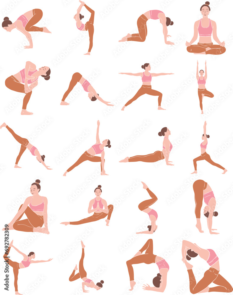 Woman Yoga Pose Illustration Set Woman Yoga Pose Illustration Set