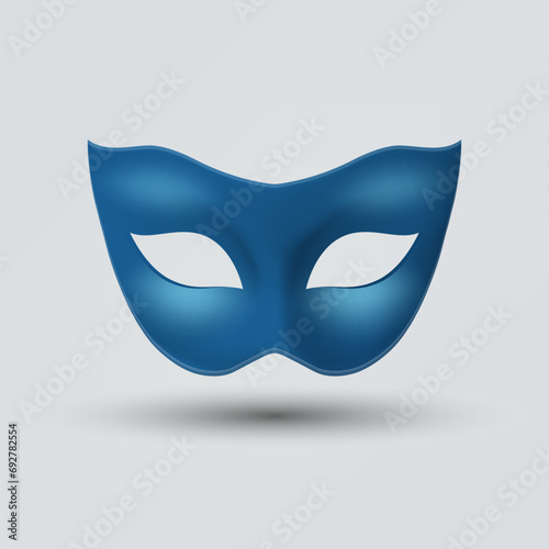 Vector Blue Super Hero Mask. Face Character, Superhero Comic Book Mask Closeup Isolated with Shadow in Front View. Superhero Photo Prop, Carnival Face Mask, Glasses. Comic Book Concept