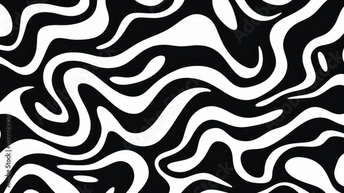 Wavy swirl brush trokes. Curved Lines. Black and White Wallpaper for design. Desktop Background. Design Template. Seamless design. 