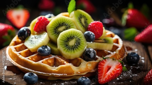 belgium gourmet waffle food illustration crispy syrup  toppings delicious  sweet savory belgium gourmet waffle food