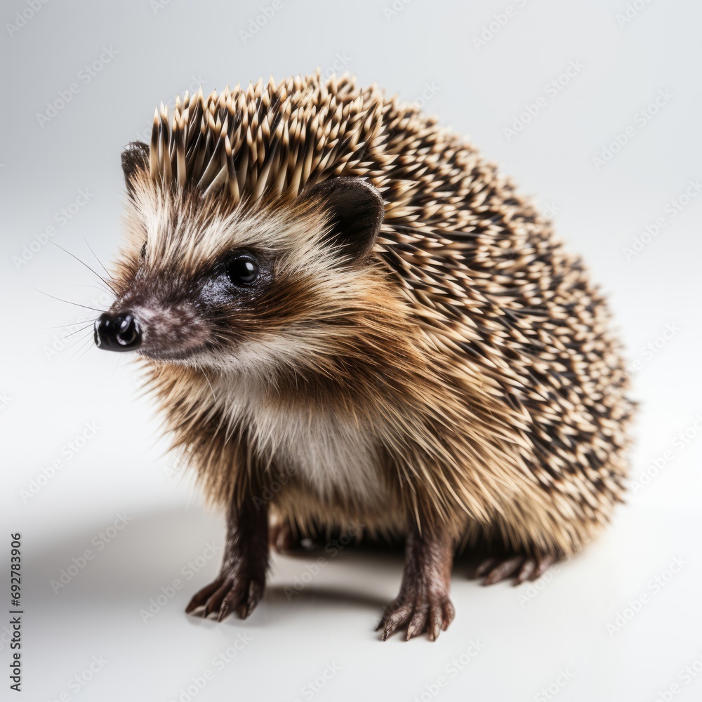 Fototapeta premium Small Hedgehog Perched on White Table