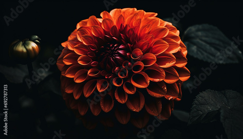Vibrant colored petals adorn single flower in organic nature setting generated by AI