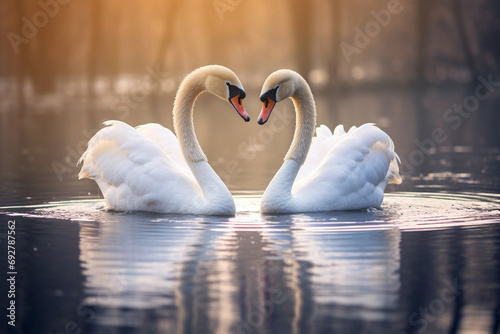Serene Swan Heart on a Lake