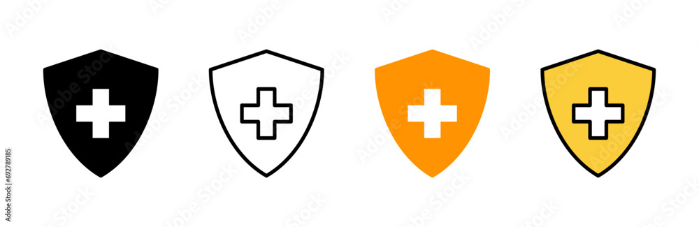 Obraz premium Health insurance icon set vector. Insurance document sign and symbol