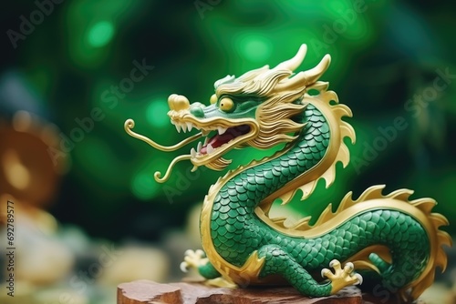 Green gold drgon as a sign of chenese new year 2024