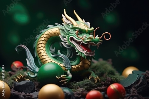 Green gold drgon as a sign of chenese new year 2024