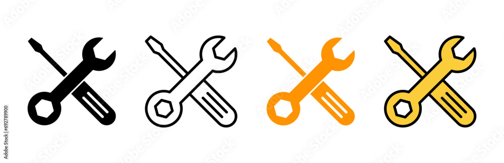 Repair tools icon set vector. tool sign and symbol. setting icon. Wrench and screwdriver. Service Repair tools icon set vector. tool sign and symbol. setting icon. Wrench and screwdriver. Service