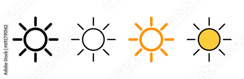 Sun icon set vector. Brightness sign and symbol.