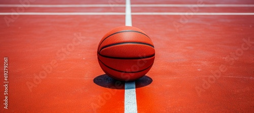 Basketball on outdoor court. Generative AI technology.