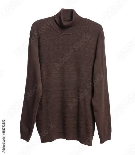 Stylish brown sweater isolated on white. Men`s clothes © New Africa