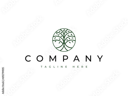 circle tree nature logo design