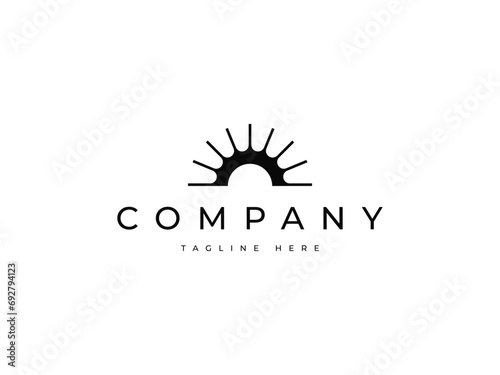 sunrise in the horizon line logo design