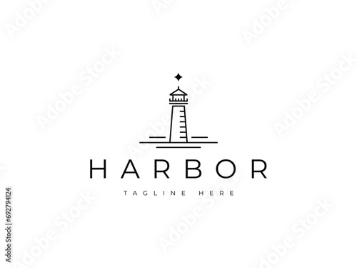 lighthouse tower line logo design