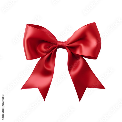 Shiny red satin ribbon, isolated on transparent background Generative AI 