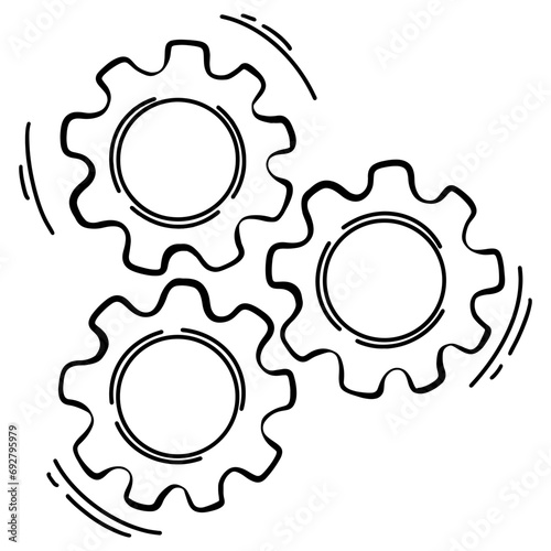 Concept of business idea. Doodle sketch style of Hand drawn gear vector illustration.