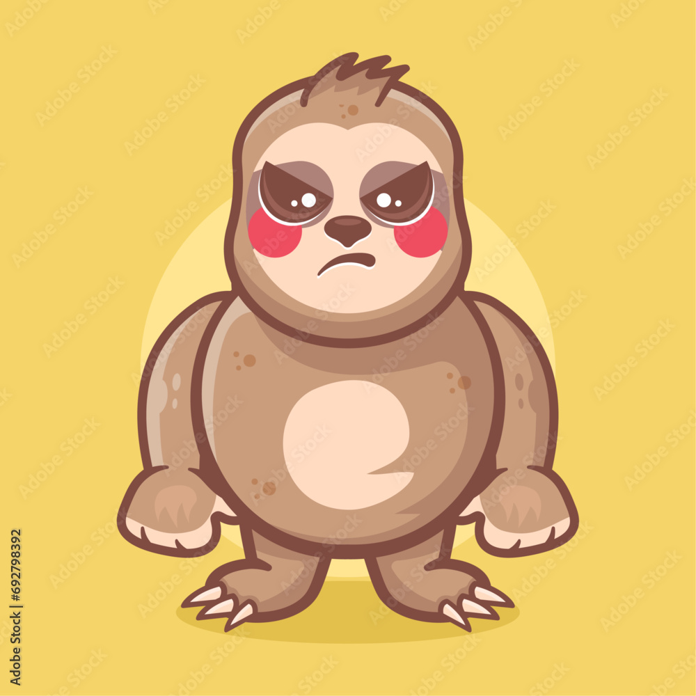 serious sloth animal character mascot with an angry expression isolated cartoon serious sloth animal character mascot with an angry expression isolated cartoon