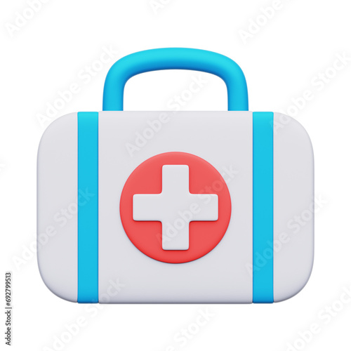 Medical First Aid Box 3D Rendering Icon Isolated Transparent Background photo