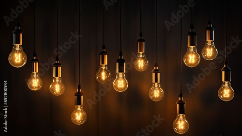 Hanging and floor lamps light in the dark
