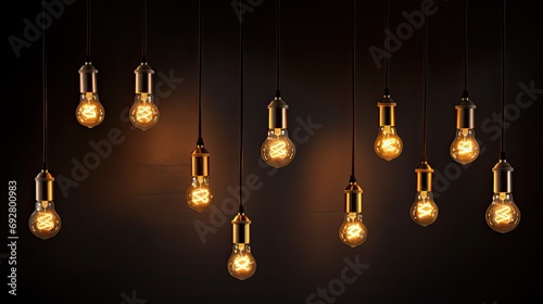 Hanging and floor lamps light in the dark
