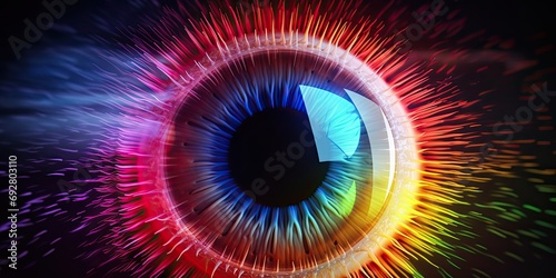 Human multicolored iris of the eye animation concept photo
