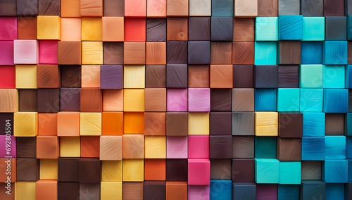 Multiple colors wall of wood