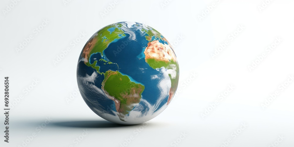 3D Earth on White Background, Earth day, World Environment Day. Generative AI 