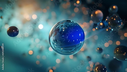 Closeup of a swirling nuclear reaction, as a neutron becomes captured and transforms an atom into a new element.