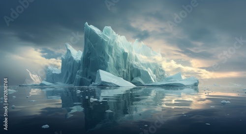 A Majestic Iceberg Floating on a Serene Body of Water