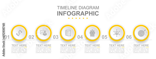 Infographic business template. Timeline with 6 steps, options and marketing icons. Concept presentation. photo