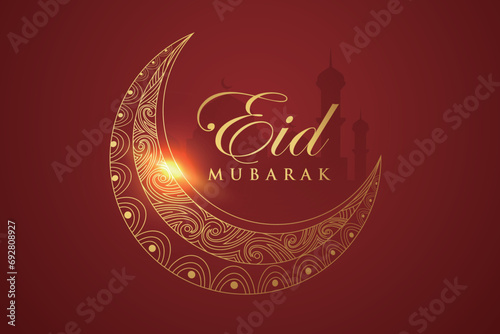 Ramadan Eid Islamic New Year background with star crescent lights and moon decorative elements