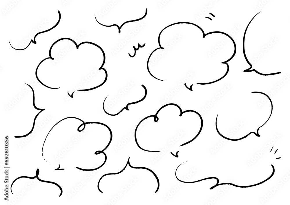 ペンの手描き吹き出しセット_黒 ペンの手描き吹き出しセット_黒