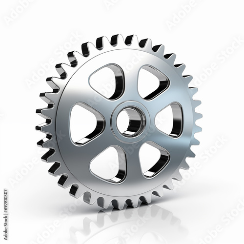 silver gear on white background