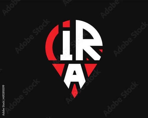 IRA letter location shape logo design.