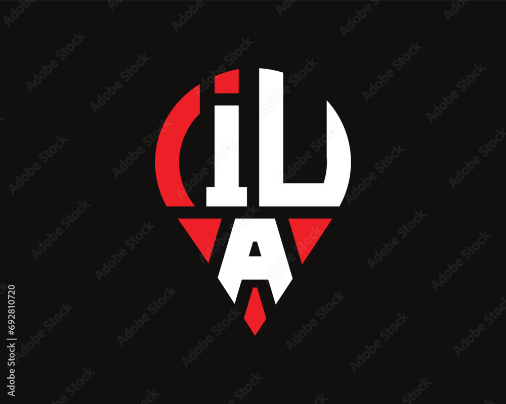 Obraz premium IUA letter location shape logo design.