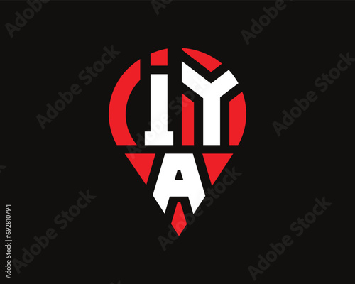 IYA letter location shape logo design.