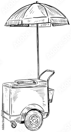 ice cream cart handdrawn illustration