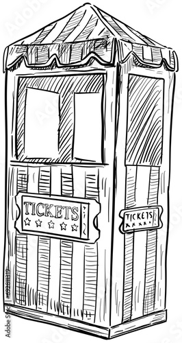 ticket counter handdrawn illustration