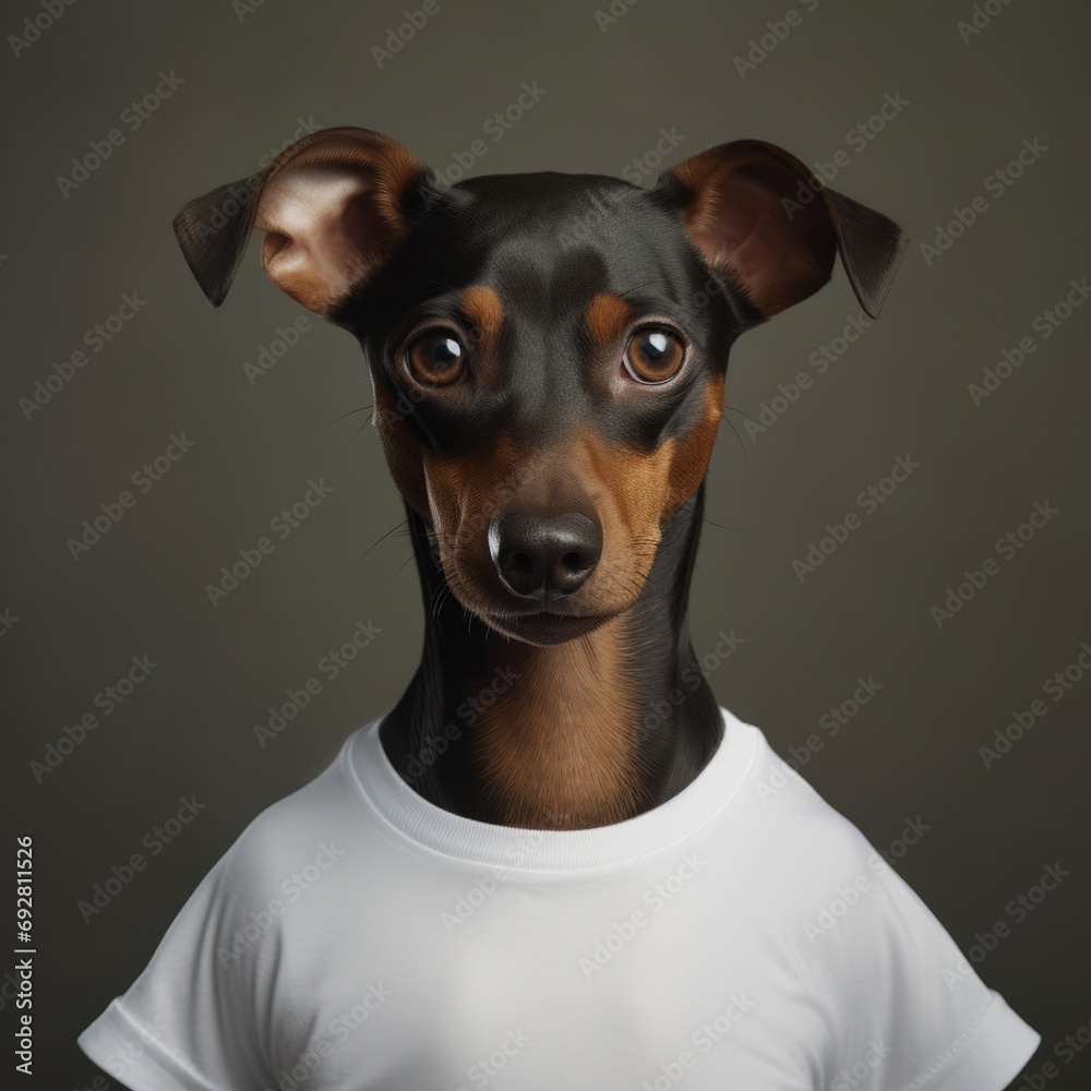 A Stylish Black and Brown Dog Wearing a White Shirt