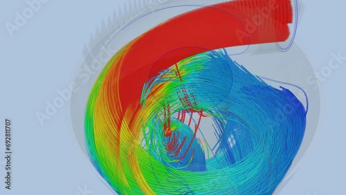 CFD simulation Computational fluid dynamics - Cyclone airflow simulation photo