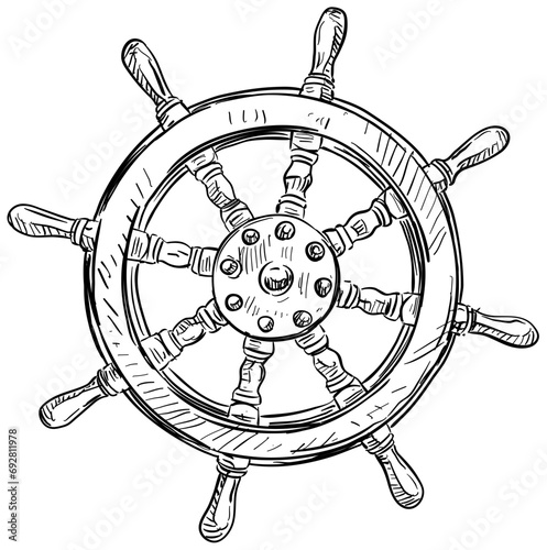 ship steering wheel handdrawn illustration