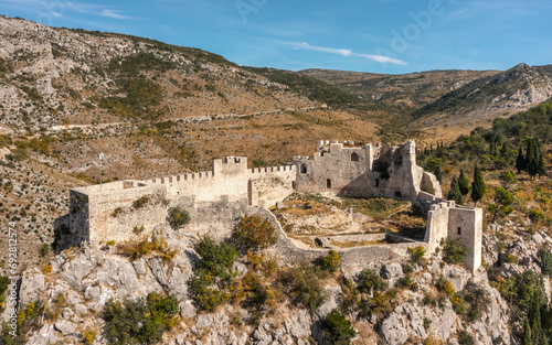 Fortress of Herceg Stjepan Vukcic Kosaca in Blagaj. Aerial view photo