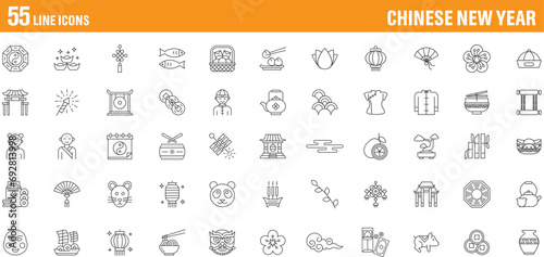 Chinese New Year Line Icons