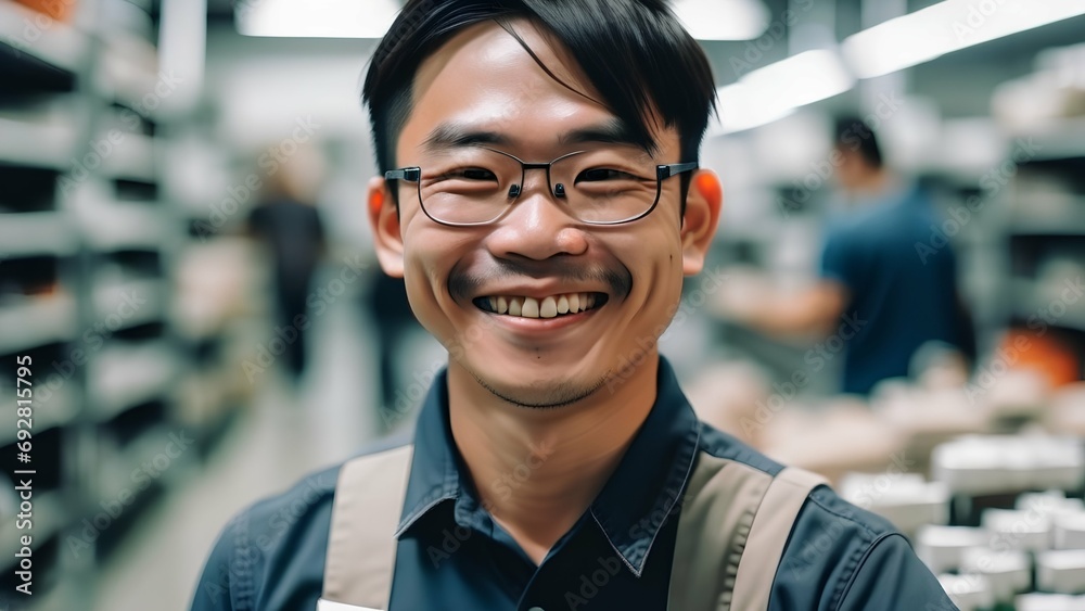 Fototapeta premium portrait of a smiling man in supermarket