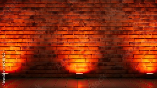 Neon light on brick walls that are not plastered background
