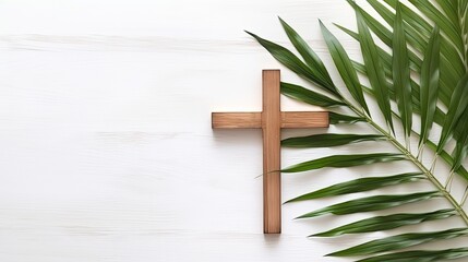 Palm sunday and easter day for welcome Jesus King to Jerusalem before Easter day. Hand Hold palm leave on white background easter sign symbol concept, World Environment Day Green coconut leaves