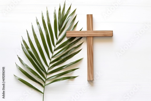 Palm sunday and easter day for welcome Jesus King to Jerusalem before Easter day. Hand Hold palm leave on white background easter sign symbol concept, World Environment Day Green coconut leaves