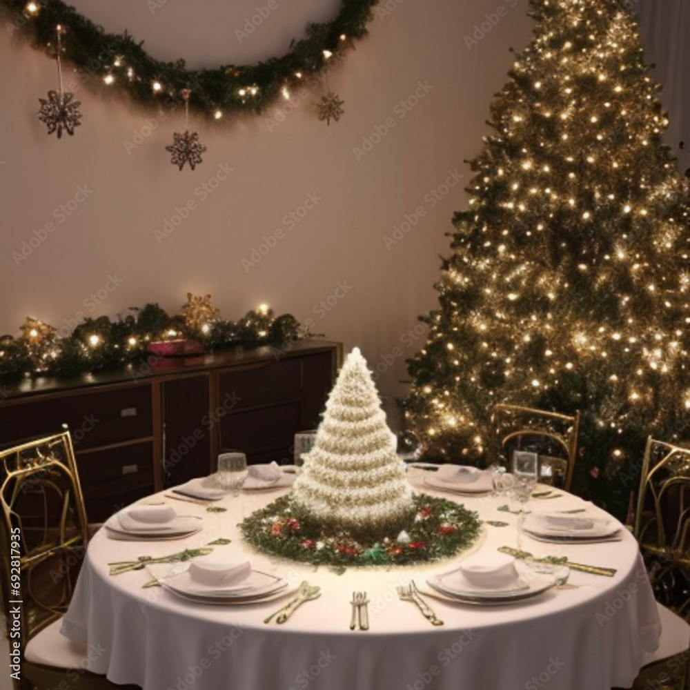christmas table decoration, Generative AI 