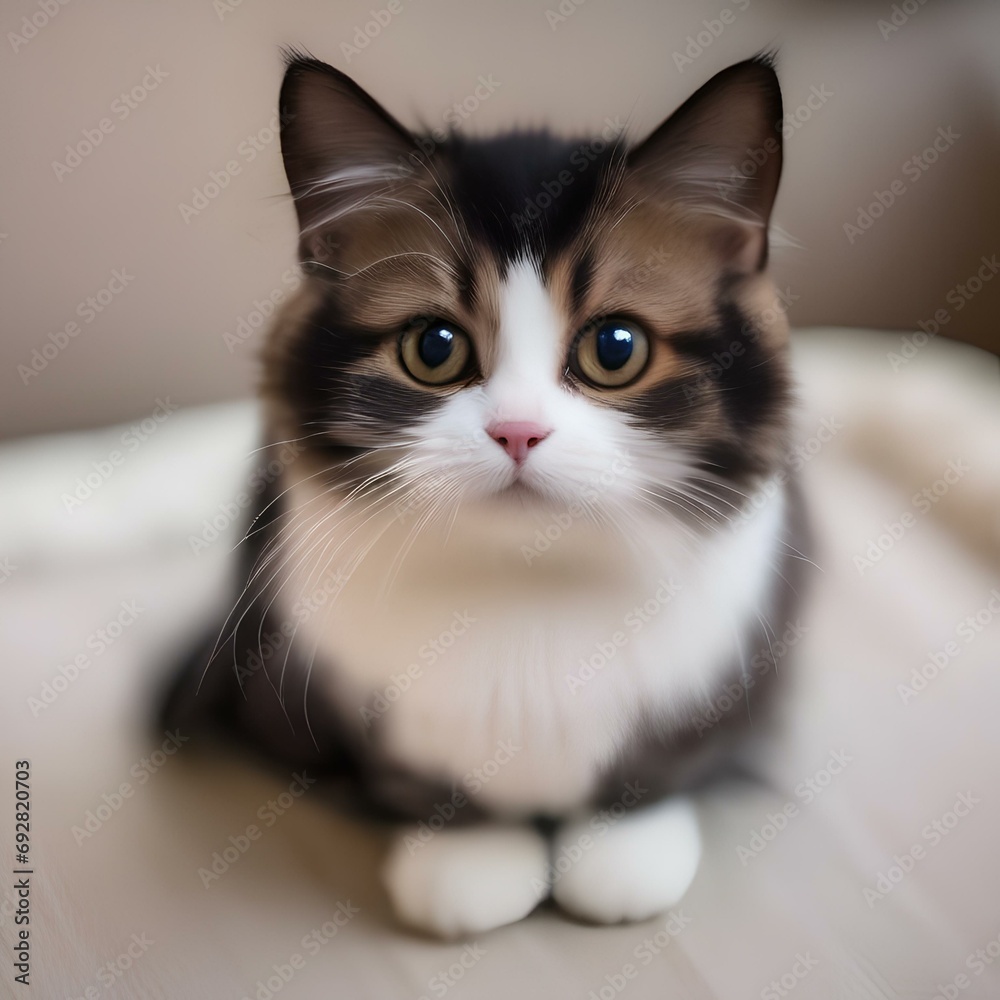 A whimsical portrait of a munchkin cat with its short legs and curious demeanor3